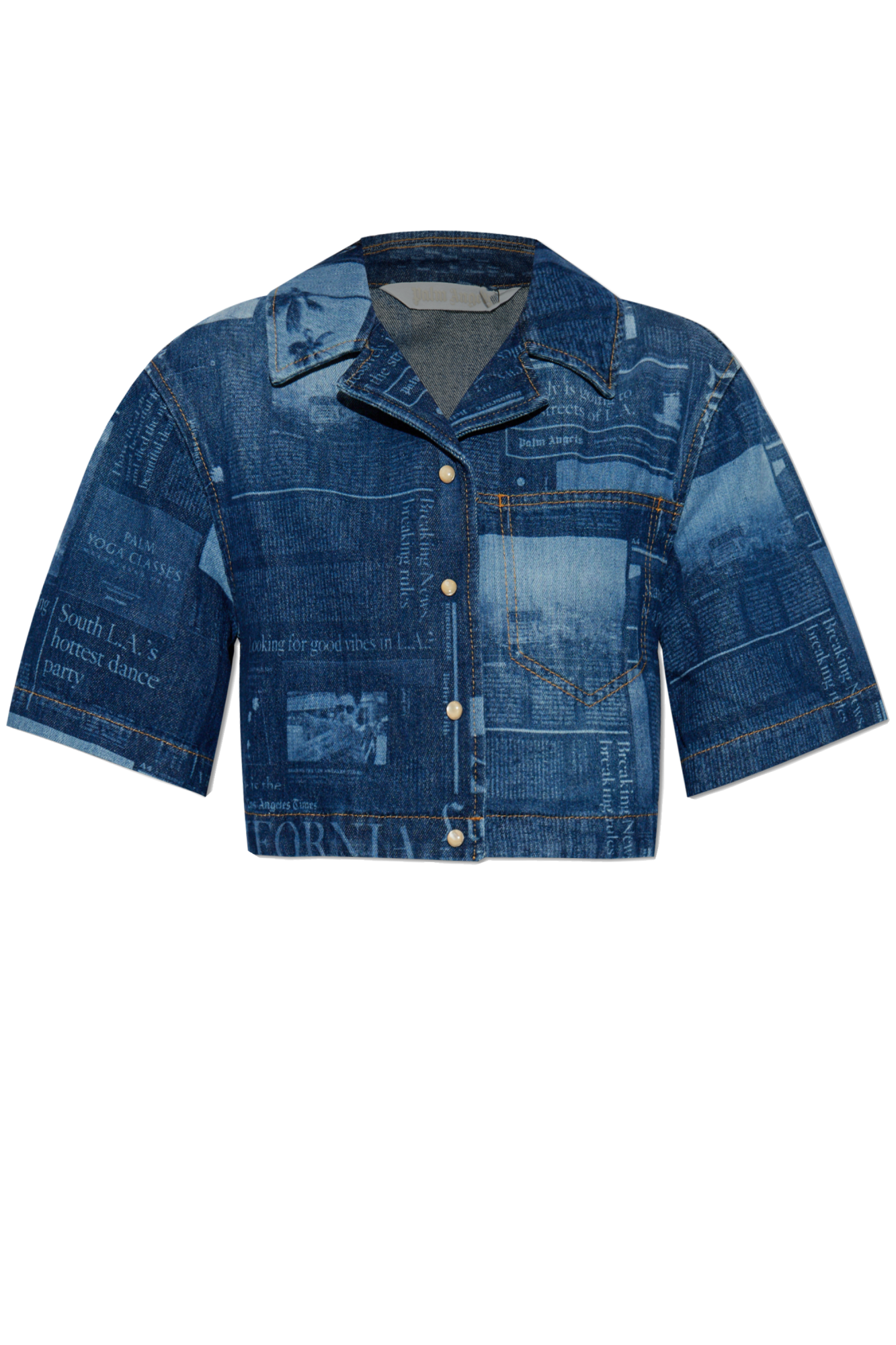 アウターその他 PALM ANGELS Women Outer PWYE032F24DEN002 Blue CB CURVED LOGO WINDBREAKER NAVY BLUE - O in NAVY BLUE - OFF